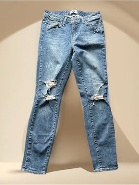 PAIGE Women's Light Blue Distressed Skinny Jeans